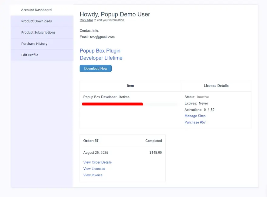 Account Dashboard