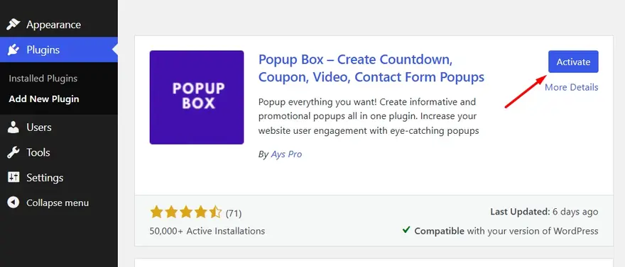 Activating Popupbox
