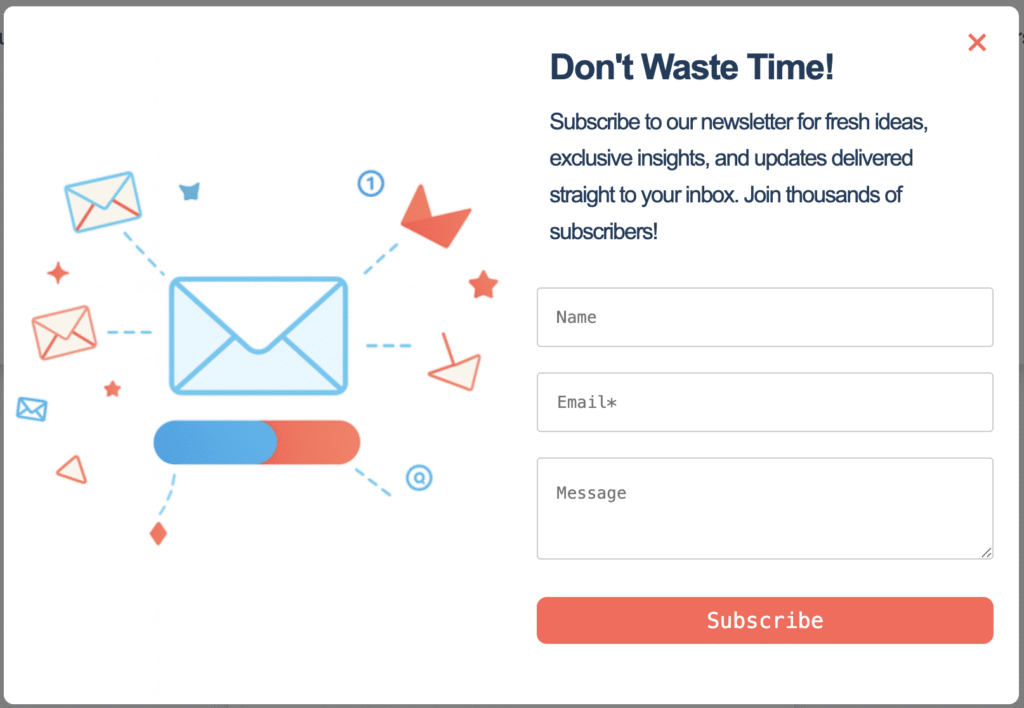 Example of exit-intent popup
