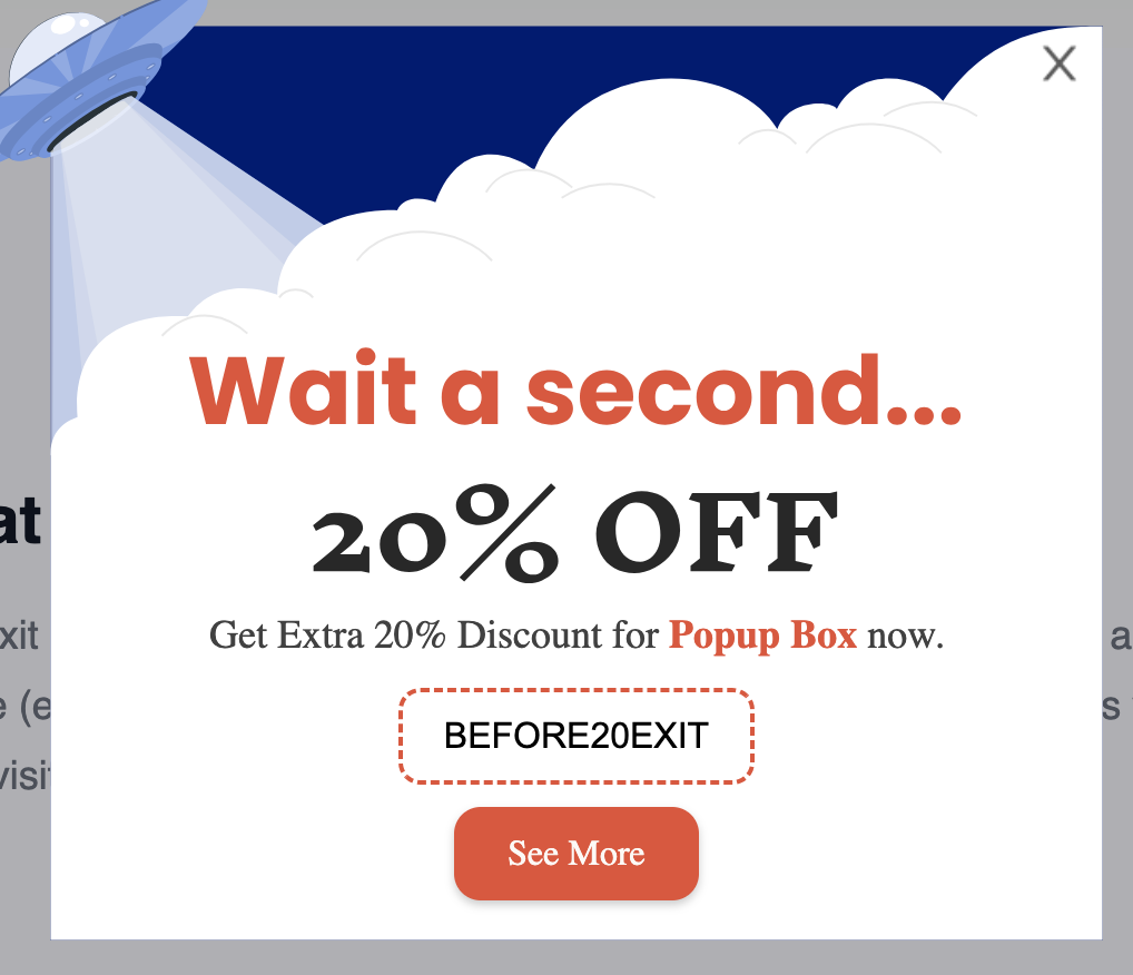 Exit-intent popup Example