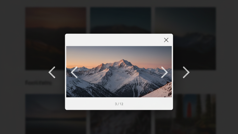 Example of website overlays: lightbox with dimmed background